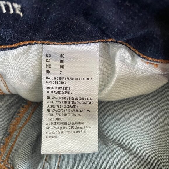 American Eagle Hi-Rise Shortie Jean Cutoff Shorts Women's Size 00 Stretch Denim - Picture 8 of 8